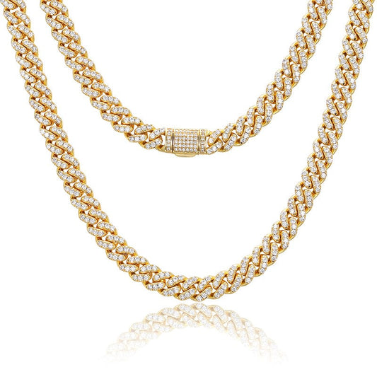 20inches / Gold Drop Shipping 8mm 925 Sterling Silver Moissanite Cuban Link Chain Necklace Cadenas Cubanas Cuban Chain
