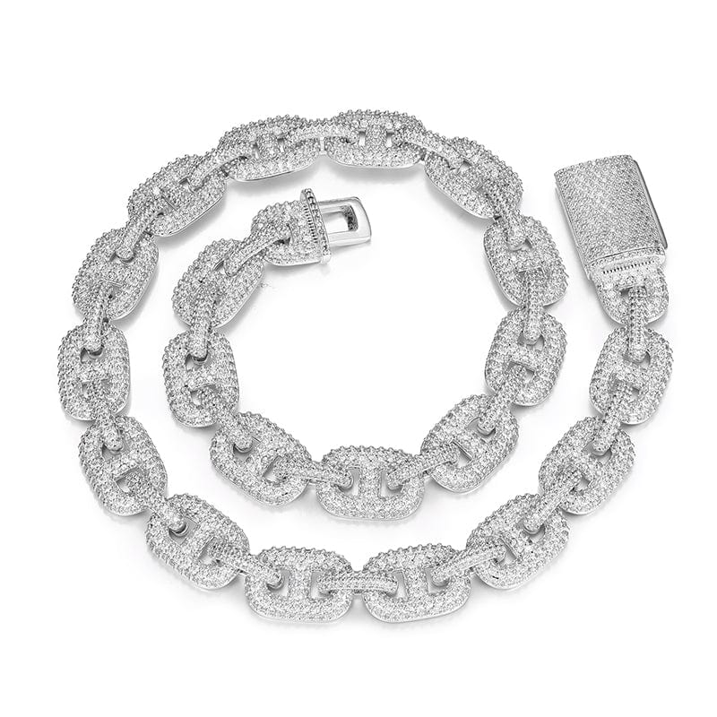 Chains 20inches / Silver Dropshipping 2022 New Arrival Fashion Hip Hop Jewelry 14mm Iced Out Micro Pave 5A Zircon Diamond Cuban Link Chain Necklace