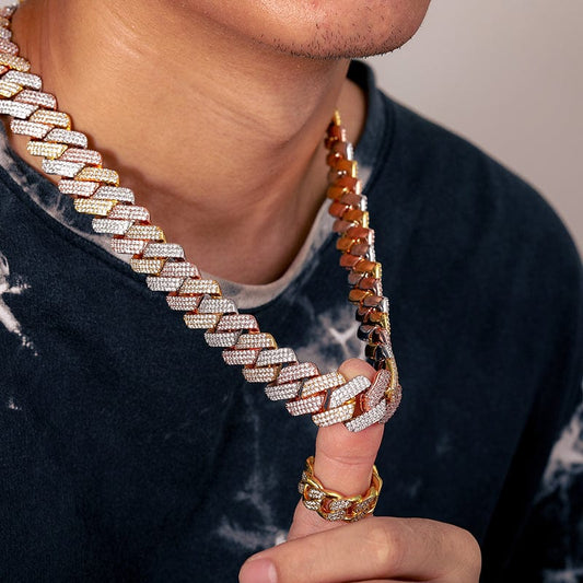 Three Colors Cubic  Zircon Miami Cuban Link