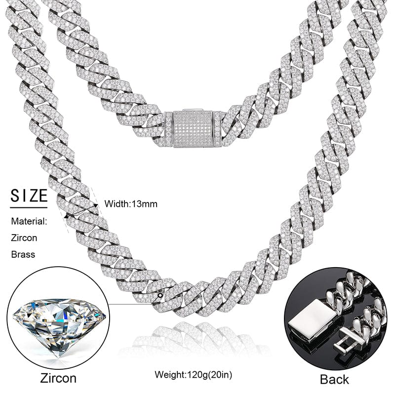 Chains Dropshipping Hip Hop Jewelry 14mm 18K Gold Plated Brass 5A Zircon Diamond Iced Out Miami Cuban Link Chain Necklace For Men Women