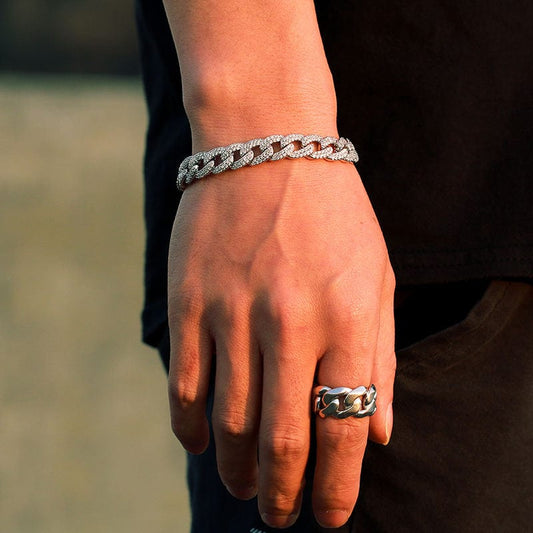 Gold Ankle Cuban Chain Bracelet - White Gold Plated Miami Cuban Link Hiphop Chain