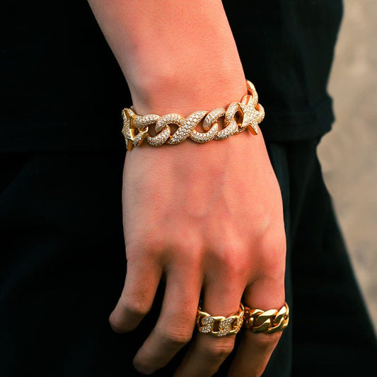 18K Gold Plated  Cuban Chain Bracelets Online - Real Miami Cuban Link Hiphop Chain