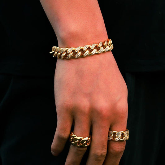 Rhinestone Miami Cuban Link Hiphop Chain - Buy Cuban Chain Bracelet