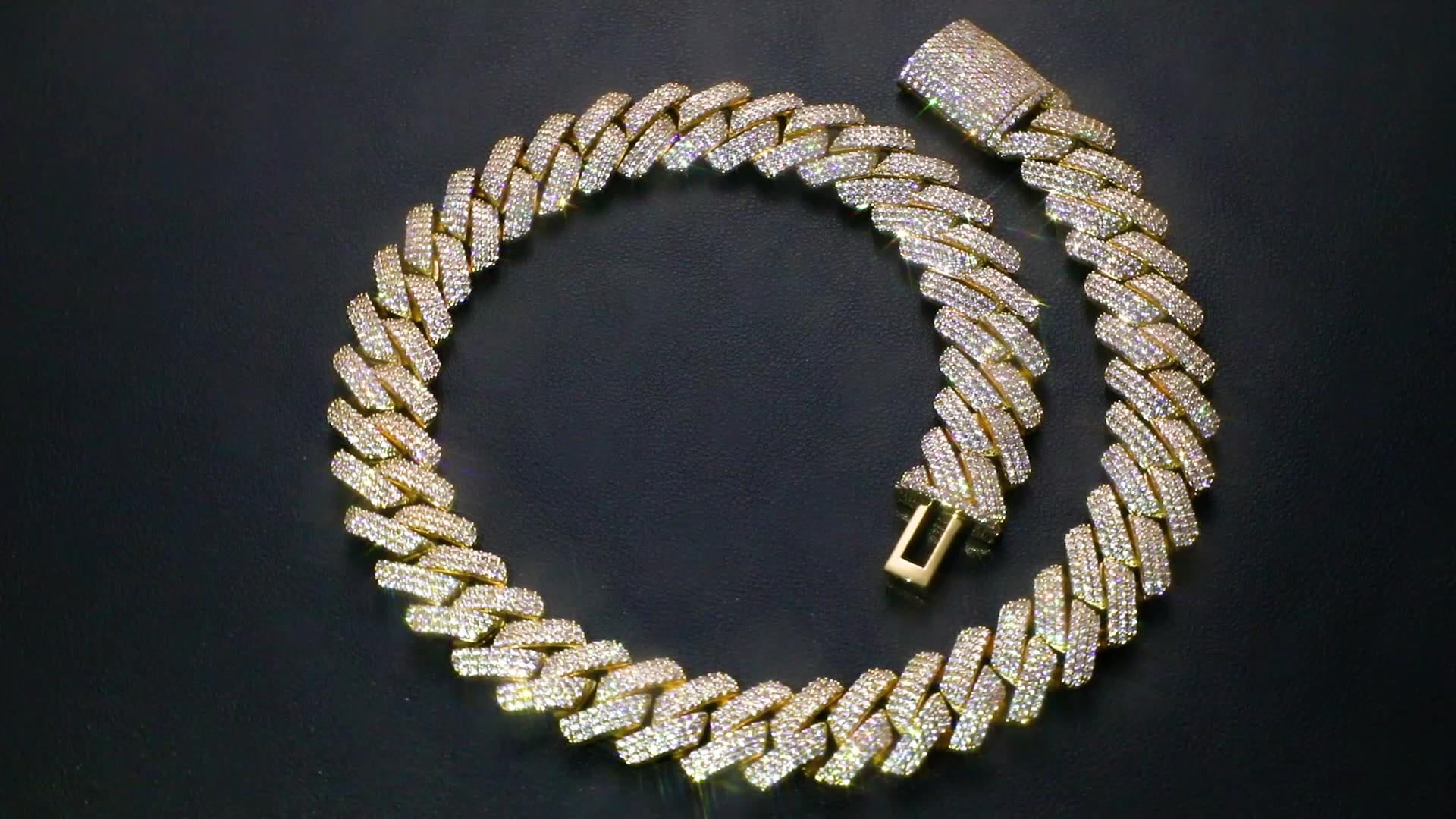 Men's MOISSANITE MIAMI Cuban Link Chain 14mmx 26 REAL 925 Sterling Silver