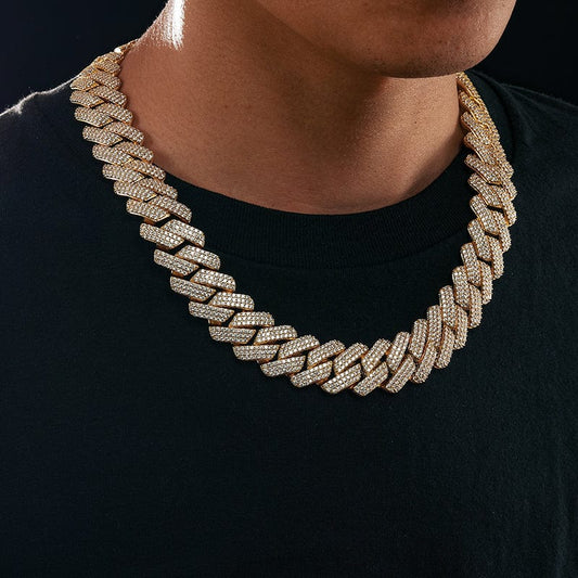 Chunky 925 Silver Necklace - VVS Moissanite Diamond Miami Cuban Link Chains, Iced Out Hip hop Jewelry