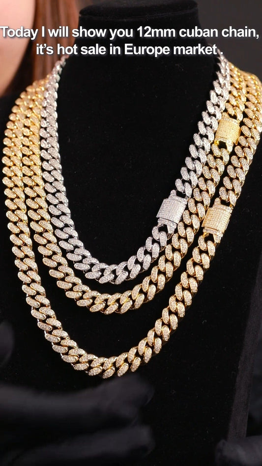 Iced Out Cuban Link Chain -  Rainbow Hip Hop Jewelry