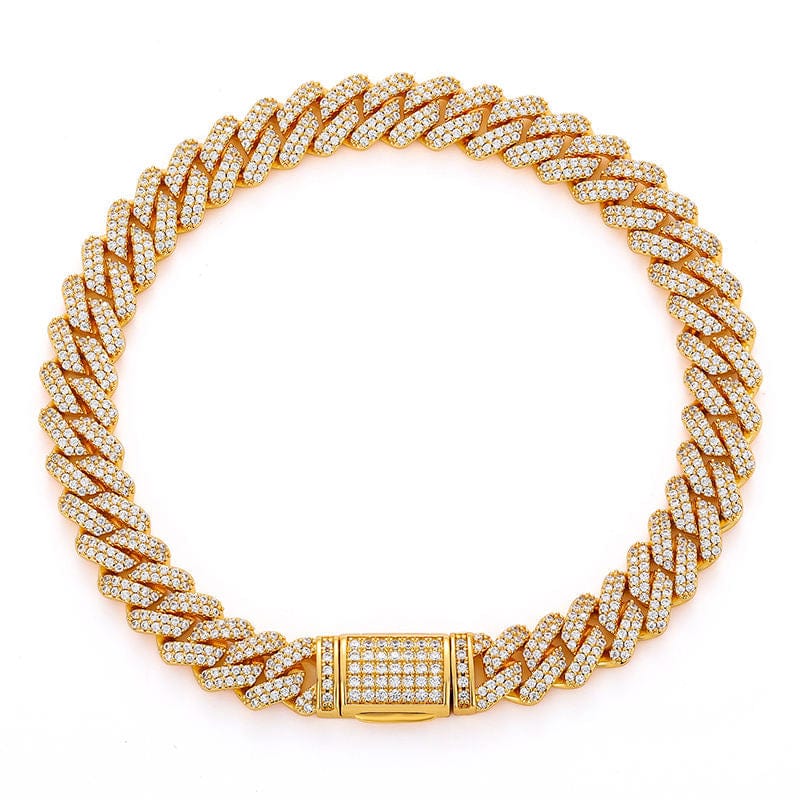 Drop Shipping Newest Arrivals Iced Out 8.8mm Luxury Gold Plated Zircon Cuban Link Bracelet For Men Women