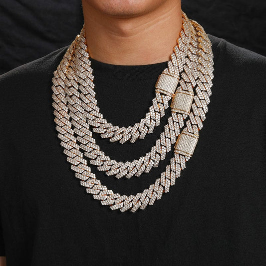 Gold Plated Necklace - Cubic Zirconic Diamond Miami Cuban Link Chains, Real Hip Hop Jewelry