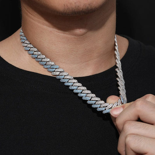 Blue Zircon Diamond Hip hop Jewelry - Miami Cuban Link Chains Necklace