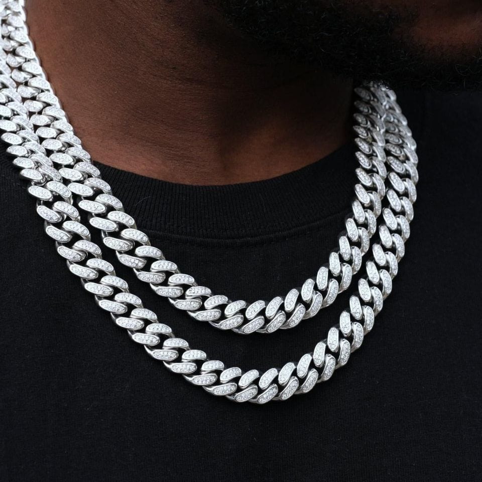 12mm Iced Out Rhinestone Cuban Link Stainless Steel Black Plated Necklace  Adjustable Length Curb Chain Gift for Men - AliExpress