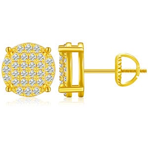 13mm*14mm / Gold 925 Silver  Stud Earring -Moissanite Diamond