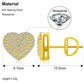 14K White Gold Plated Heart Stud Earrings-  Micro Pave Moissanite Diamond