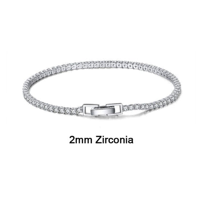 16.5cm / SB91 925 Sterling Silver  - Custom 2mm 3mm 4mm CZ Diamond Tennis Bracelet