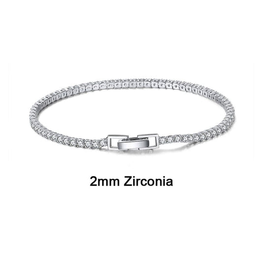 16.5cm / SB91 925 Sterling Silver  - Custom 2mm 3mm 4mm CZ Diamond Tennis Bracelet