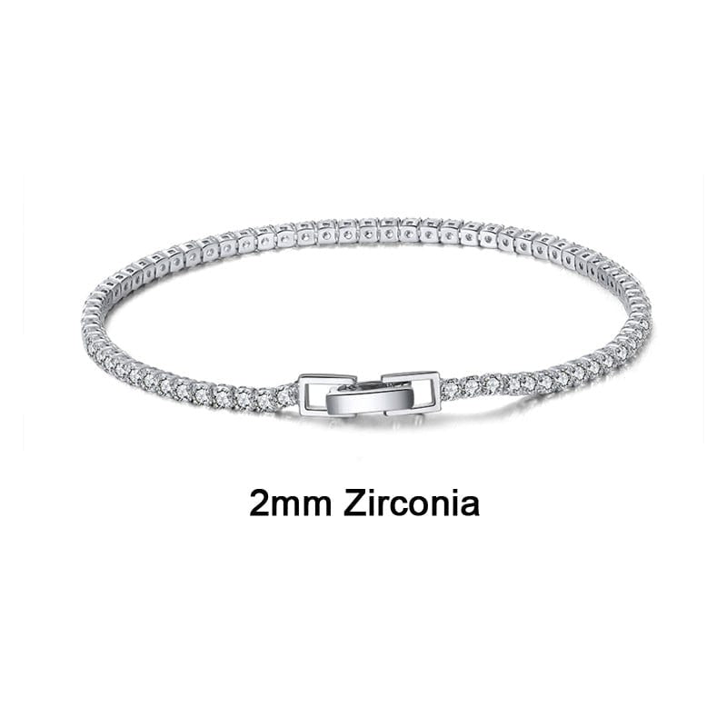 16.5cm / SB91 925 Sterling Silver  - Custom 2mm 3mm 4mm CZ Diamond Tennis Bracelet