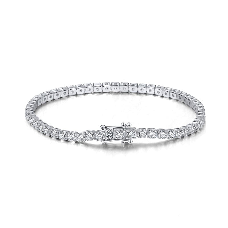16.5cm / SB94 Hiphop Jewelry -  925 Sterling Silver - 3mm Cubic Zircon Tennis Bracelets