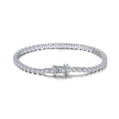16.5cm / SB94 Hiphop Jewelry -  925 Sterling Silver - 3mm Cubic Zircon Tennis Bracelets