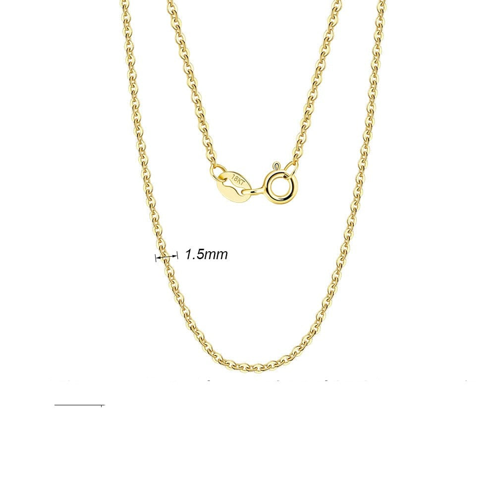 18K Pure Solid Gold - Real 18K Gold - 1.5mm Diamond Cut Cable Link Chain