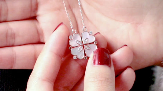 Natural Mother Pearl Gold Necklaces - 925 Sterling Silver Flower Jewelry