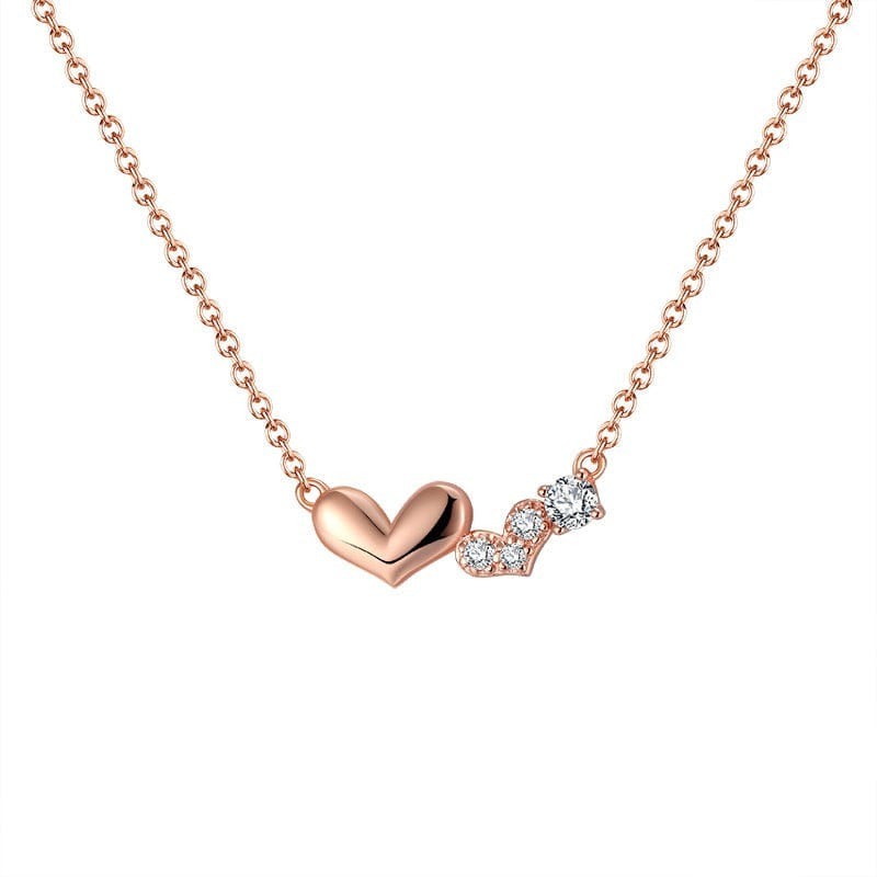 18inches / Gold 925 Sterling Silver  Heart Necklace - Rose Gold Plated  Jewellery
