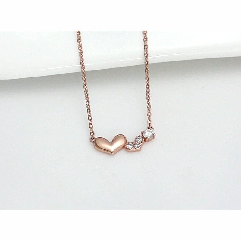 18inches / Gold 925 Sterling Silver  Heart Necklace - Rose Gold Plated  Jewellery