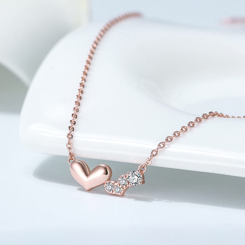 18inches / Gold 925 Sterling Silver  Heart Necklace - Rose Gold Plated  Jewellery