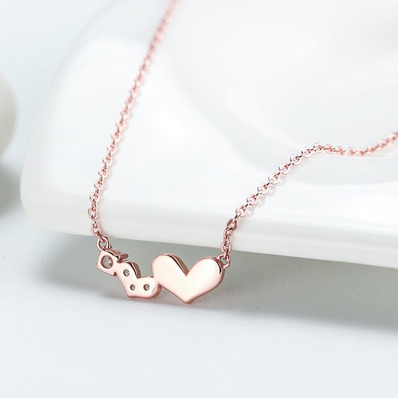18inches / Gold 925 Sterling Silver  Heart Necklace - Rose Gold Plated  Jewellery