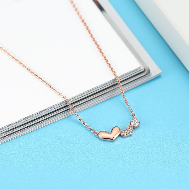18inches / Gold 925 Sterling Silver  Heart Necklace - Rose Gold Plated  Jewellery