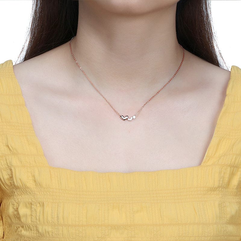 18inches / Gold 925 Sterling Silver  Heart Necklace - Rose Gold Plated  Jewellery