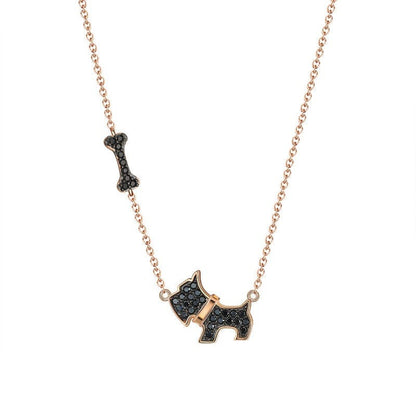 18inches / Gold Dog Necklace - 925 Sterling Silver Rose Gold Plated Jewellery