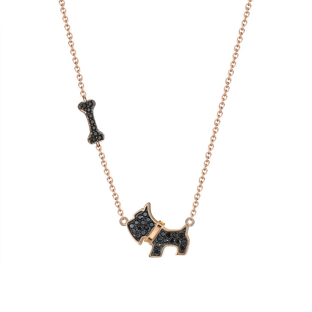 18inches / Gold Dog Necklace - 925 Sterling Silver Rose Gold Plated Jewellery