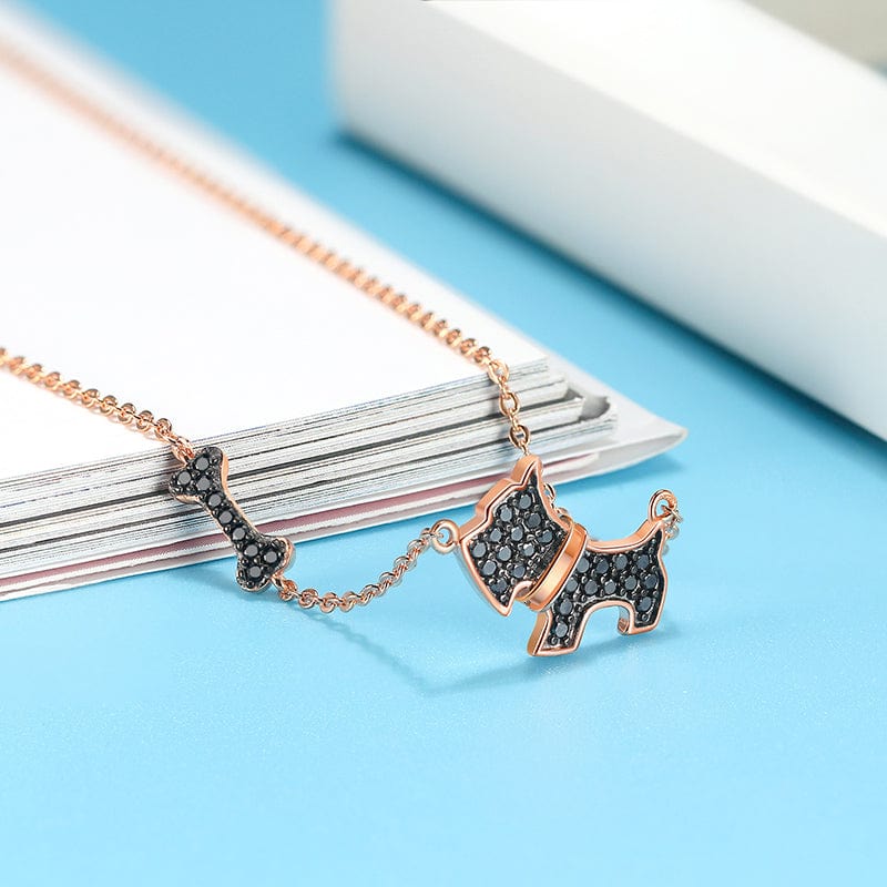 18inches / Gold Dog Necklace - 925 Sterling Silver Rose Gold Plated Jewellery