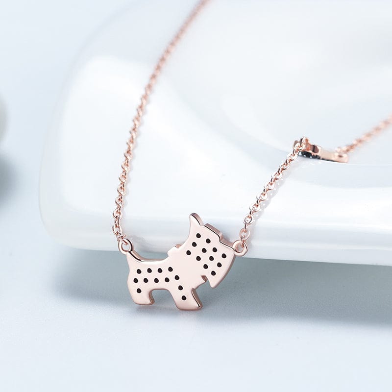18inches / Gold Dog Necklace - 925 Sterling Silver Rose Gold Plated Jewellery