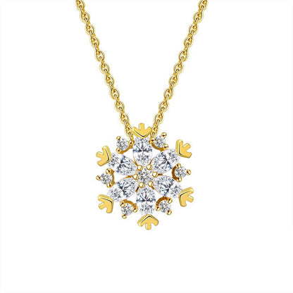 18inches / Gold Gold Plated Snowflakes Necklace - 925 Sterling Silver  Pendant