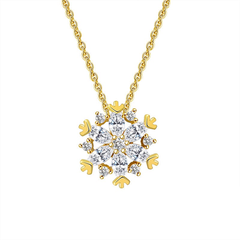 18inches / Gold Gold Plated Snowflakes Necklace - 925 Sterling Silver  Pendant