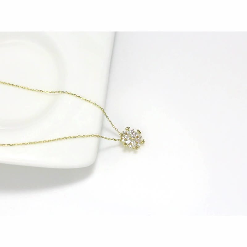 18inches / Gold Gold Plated Snowflakes Necklace - 925 Sterling Silver  Pendant
