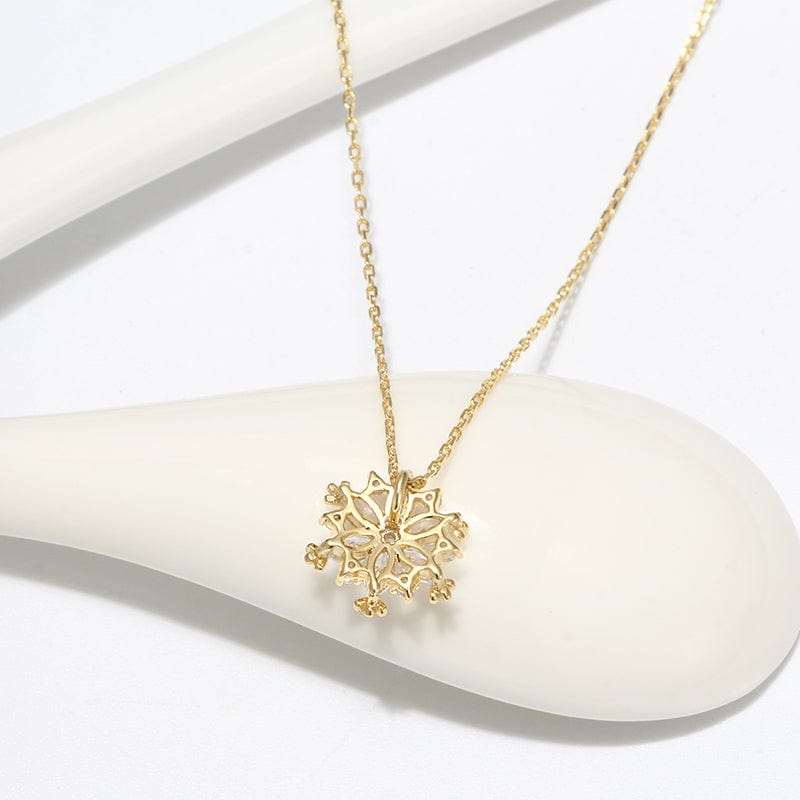 18inches / Gold Gold Plated Snowflakes Necklace - 925 Sterling Silver  Pendant