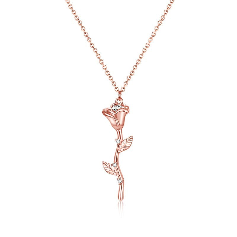 18inches / rose gold 925 Sterling Silver Rose Gold Flower Necklace