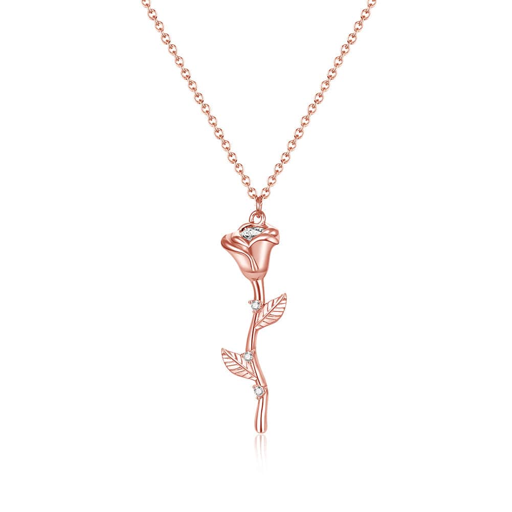 18inches / rose gold 925 Sterling Silver Rose Gold Flower Necklace