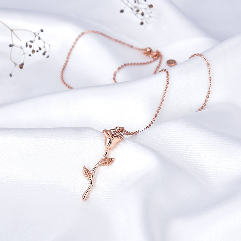 18inches / rose gold 925 Sterling Silver Rose Gold Flower Necklace