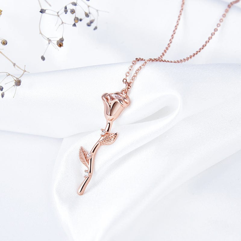 18inches / rose gold 925 Sterling Silver Rose Gold Flower Necklace