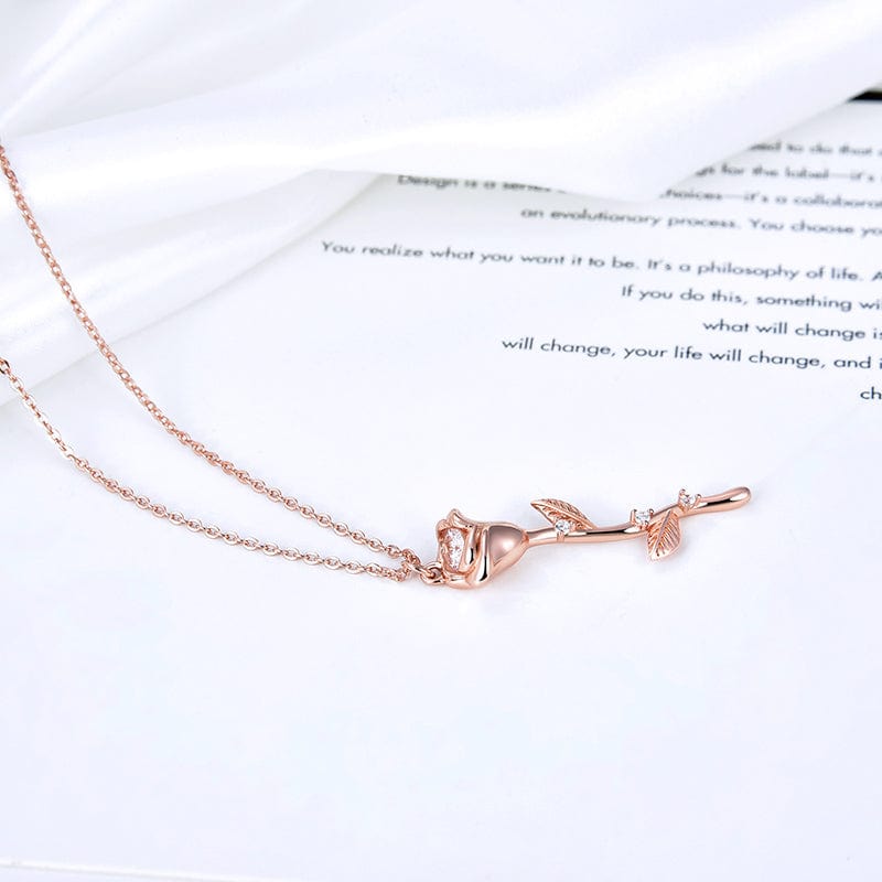18inches / rose gold 925 Sterling Silver Rose Gold Flower Necklace