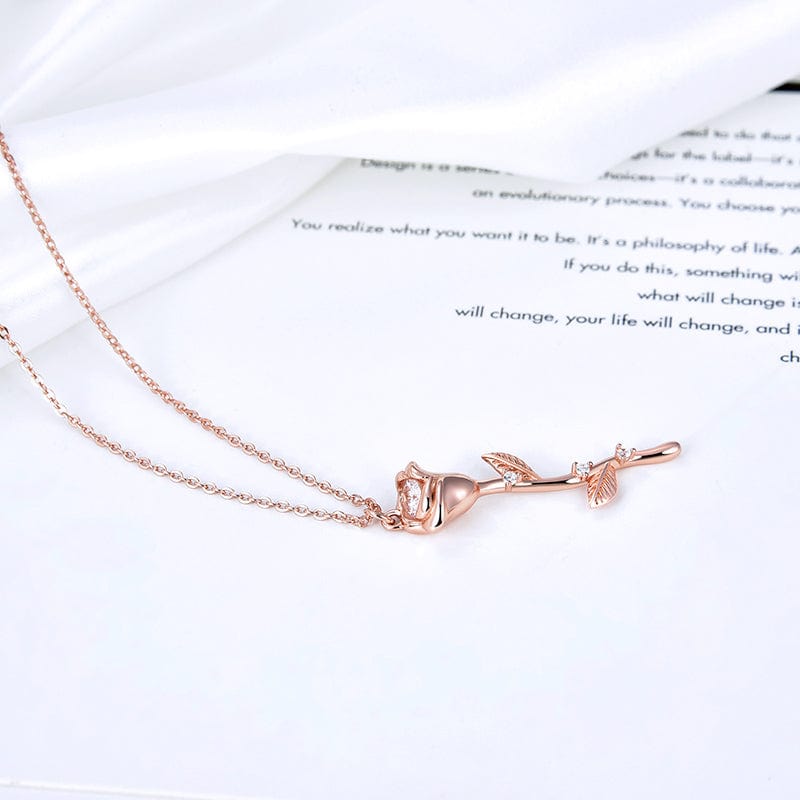 18inches / rose gold 925 Sterling Silver Rose Gold Flower Necklace