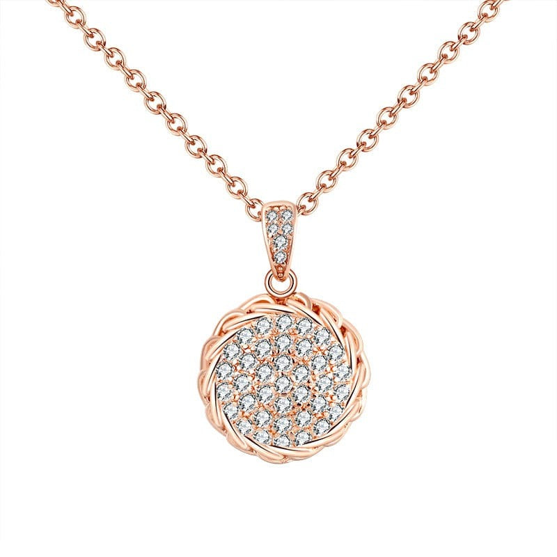 18inches / Rose Gold CZ Diamond Necklace  - 14K Gold Plated - 925 silver pendent
