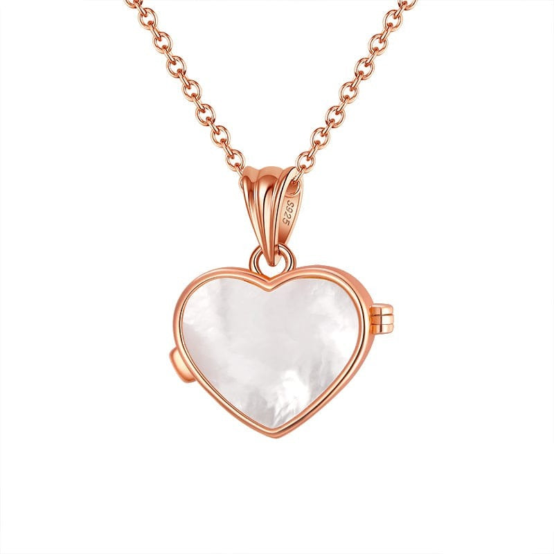 18inches / SEQN25-R Rose Gold Plated Heart Pendants -  925 Sterling Silver Necklaces