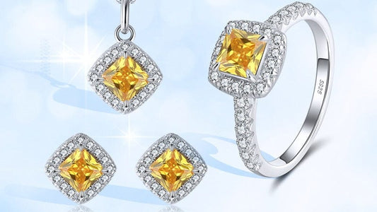 Cubic Zircon Pendants Necklace - 925 Sterling Silver Yellow Jewelry