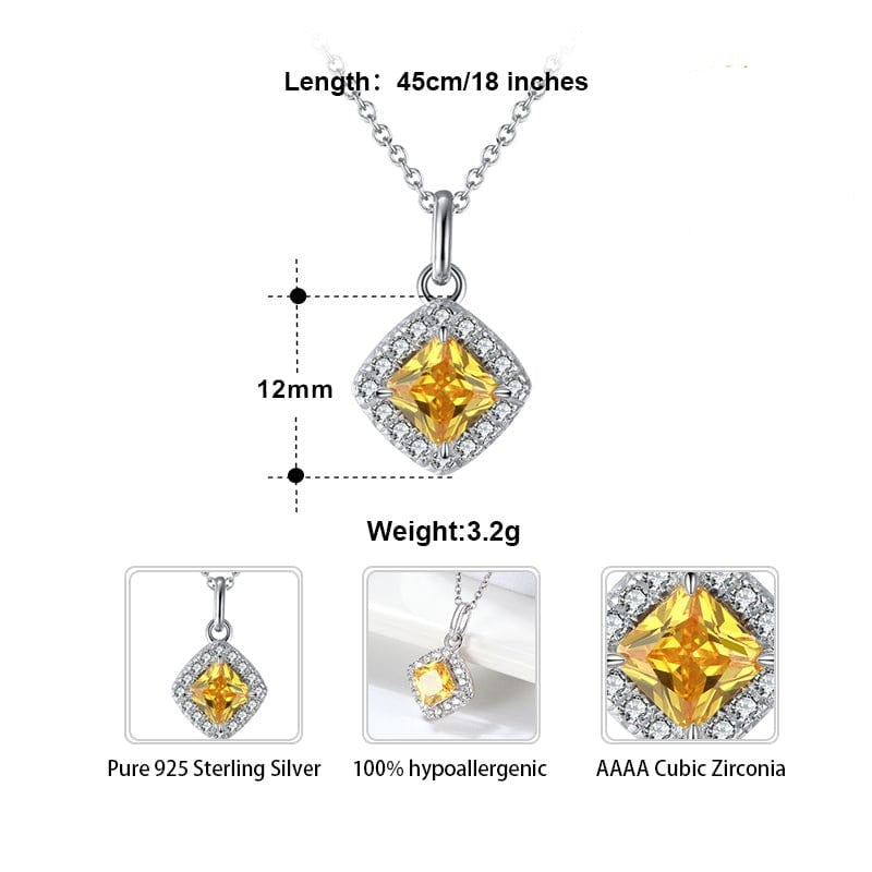 18inches / Silver Cubic Zircon Pendants Necklace - 925 Sterling Silver Yellow Jewelry