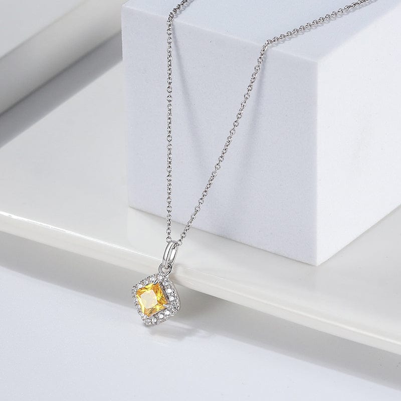 18inches / Silver Cubic Zircon Pendants Necklace - 925 Sterling Silver Yellow Jewelry