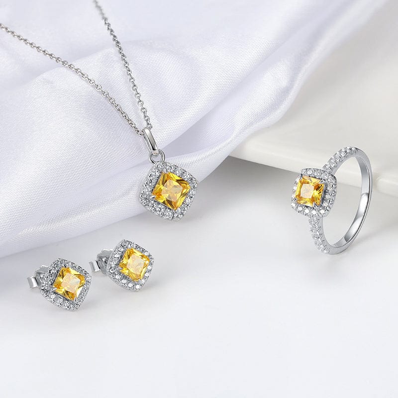 18inches / Silver Cubic Zircon Pendants Necklace - 925 Sterling Silver Yellow Jewelry