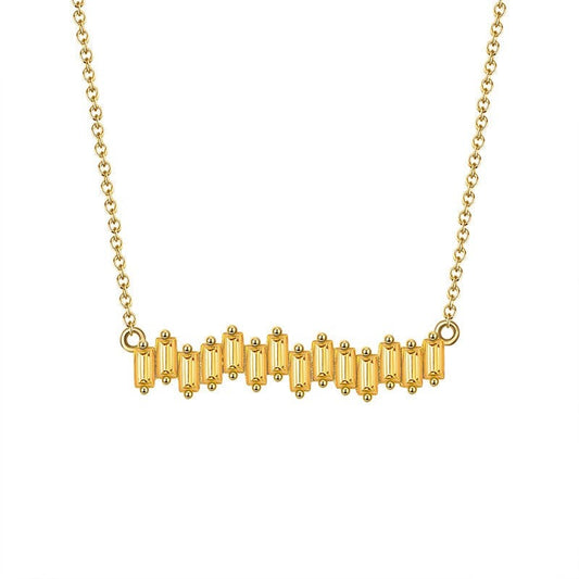 Heartbeat Design - 925 Sterling Silver 1- 4K Gold Chain Bar Pendant